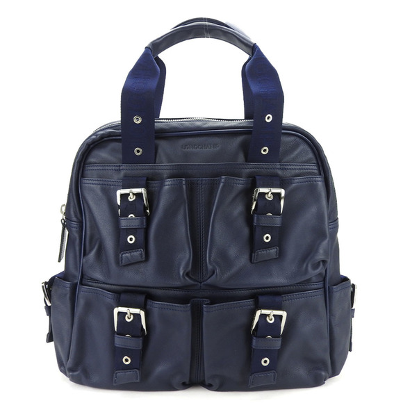 Longchamp Handbag Leather Navy Ladies - Picture 11 of 11